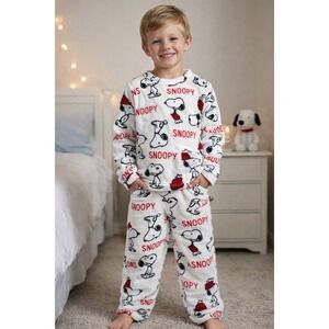Kids‎ Snoopy Fleece Pajama Set Youth Large 10–12 Plush Sleepwear Peanuts